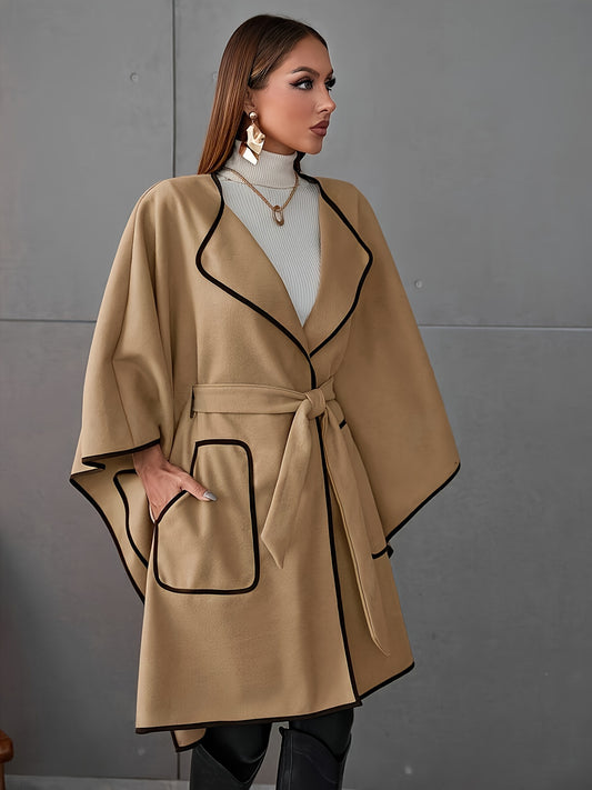 Cape Coat with Contrast Binding