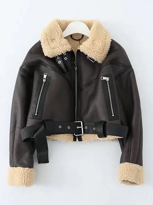 Leather Fur Short Jacket